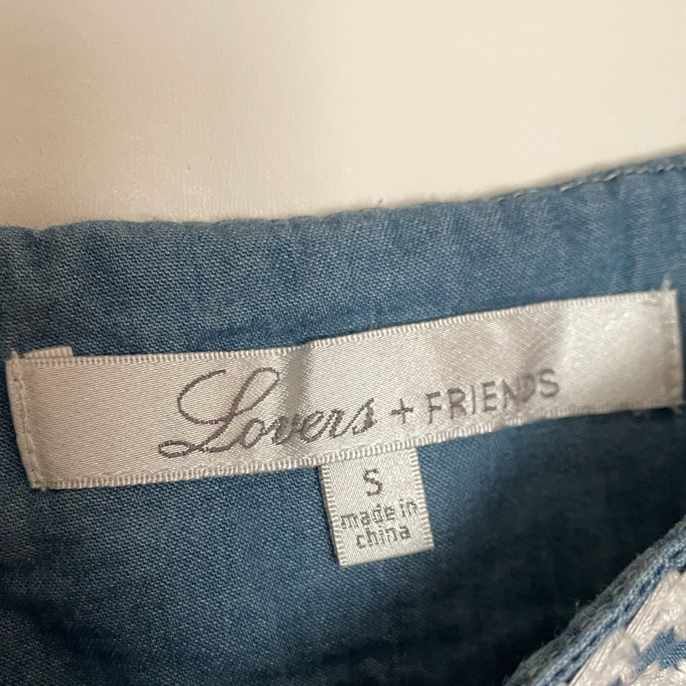 EUC Lovers + Friends top. Denim and embroidered size Small (US) - Picture 4 of 7